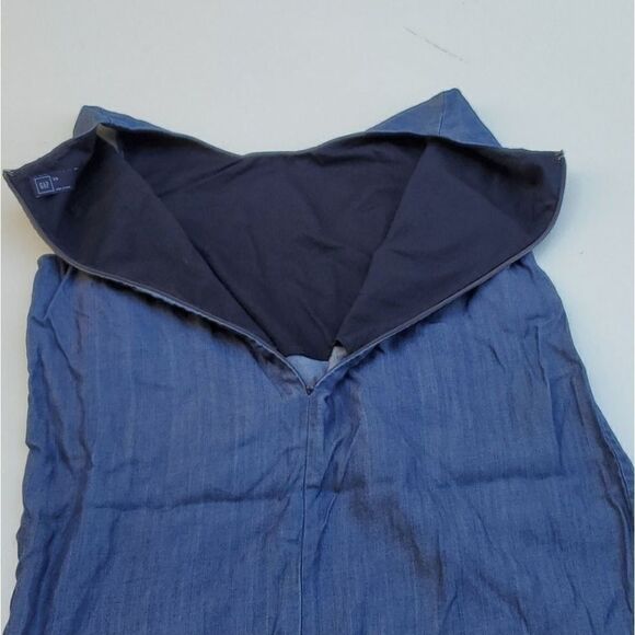 XS GAP SHIMMER CHAMBRAY blue sleeveless preppy SHIFT SHEATH DRESS extra small - Picture 8 of 8